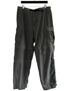 REI Convertible Cargo Pants Belted Hiking Outdoors Nylon Green UPF 50+